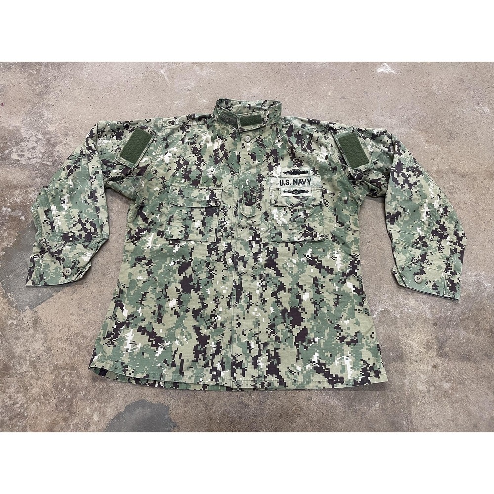 U.S. Navy Shirt‎ Mens LT Green Digital Camo NWU Type III Long Sleeve Uniform